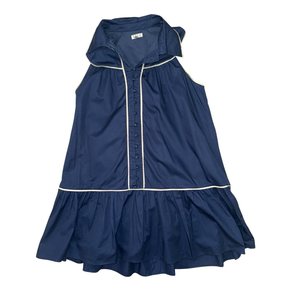 TCEC navy blue button down white accent sleeveless dress women’s size large